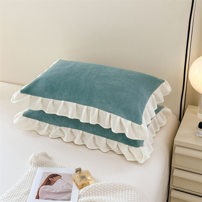 91家纺网 家纺一手货源 找家纺 梦舒羽 2025A类新款牛奶绒花枕套边单人宿舍法兰绒枕头套珊瑚绒枕芯套 时尚兰