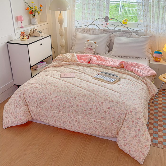 91家纺网 家纺一手货源 找家纺 （总）青螺家纺 2025新款高密全棉嵌绳宝宝绒春秋豆豆被 支持定制花色和冬被 有量来门市优惠