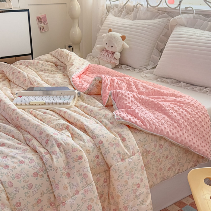 91家纺网 家纺一手货源 找家纺 （总）青螺家纺 2025新款高密全棉嵌绳宝宝绒春秋豆豆被 支持定制花色和冬被 有量来门市优惠