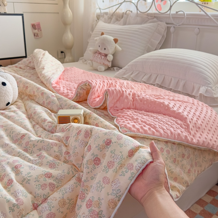 91家纺网 家纺一手货源 找家纺 （总）青螺家纺 2025新款高密全棉嵌绳宝宝绒春秋豆豆被 支持定制花色和冬被 有量来门市优惠