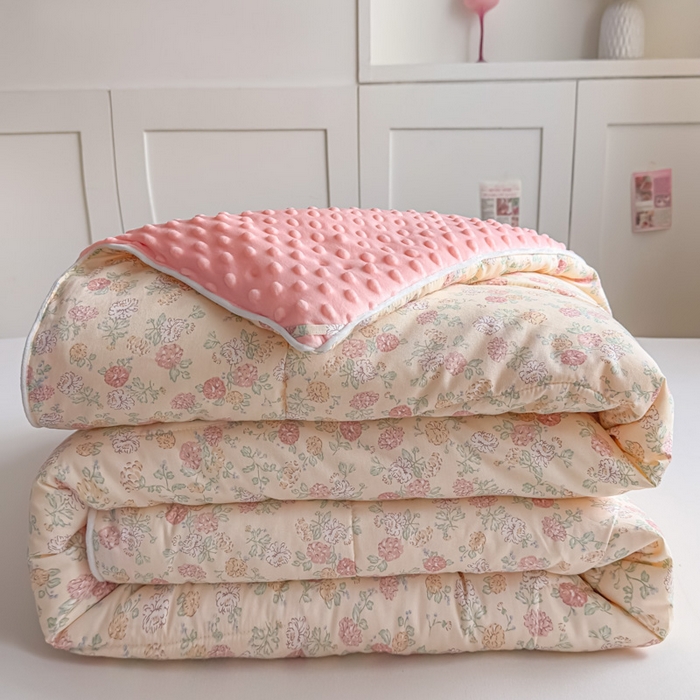 91家纺网 家纺一手货源 找家纺 （总）青螺家纺 2025新款高密全棉嵌绳宝宝绒春秋豆豆被 支持定制花色和冬被 有量来门市优惠