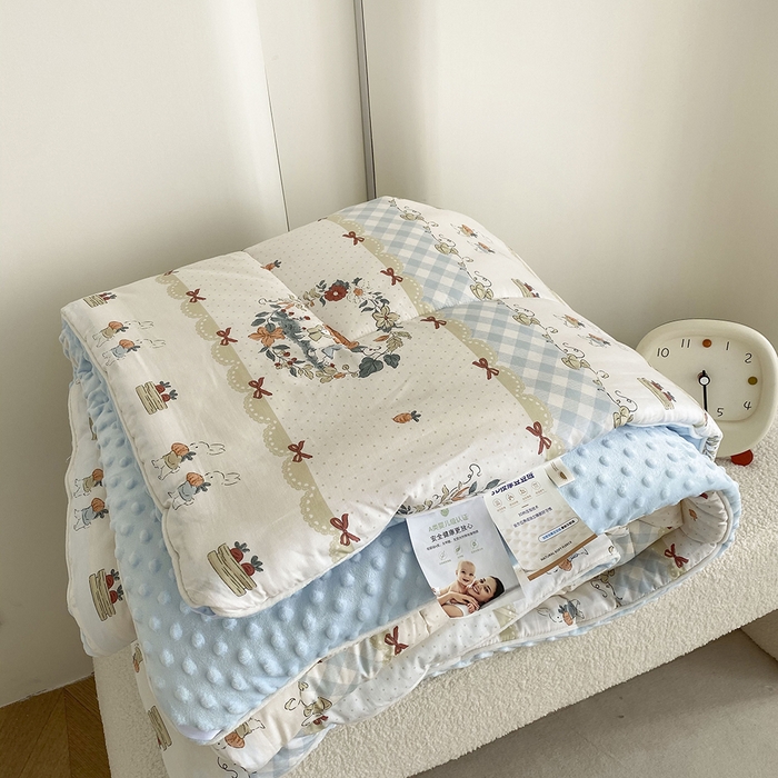 91家纺网 家纺一手货源 找家纺 （总）青螺家纺 2025新款高密全棉嵌绳宝宝绒春秋豆豆被 支持定制花色和冬被 有量来门市优惠