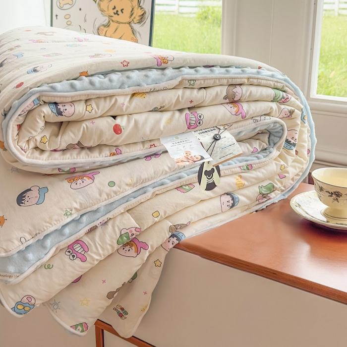 91家纺网 家纺一手货源 找家纺 （总）青螺家纺 2025新款高密全棉嵌绳宝宝绒春秋豆豆被 支持定制花色和冬被 有量来门市优惠