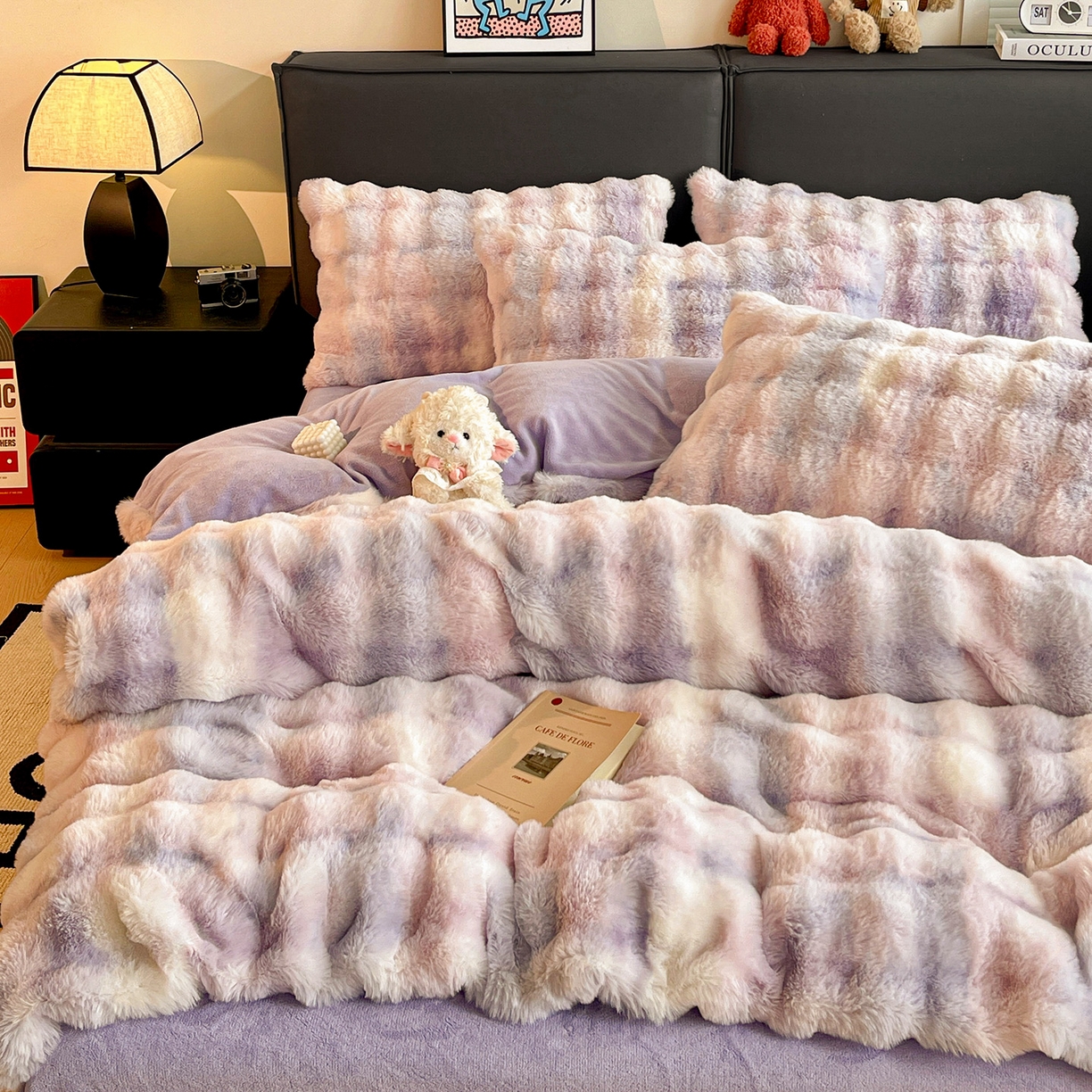 91家纺网 家纺一手货源 找家纺 （总）凯洛奇 2025新款兔毛绒四件套牛奶绒四件套大泡泡兔毛四件套