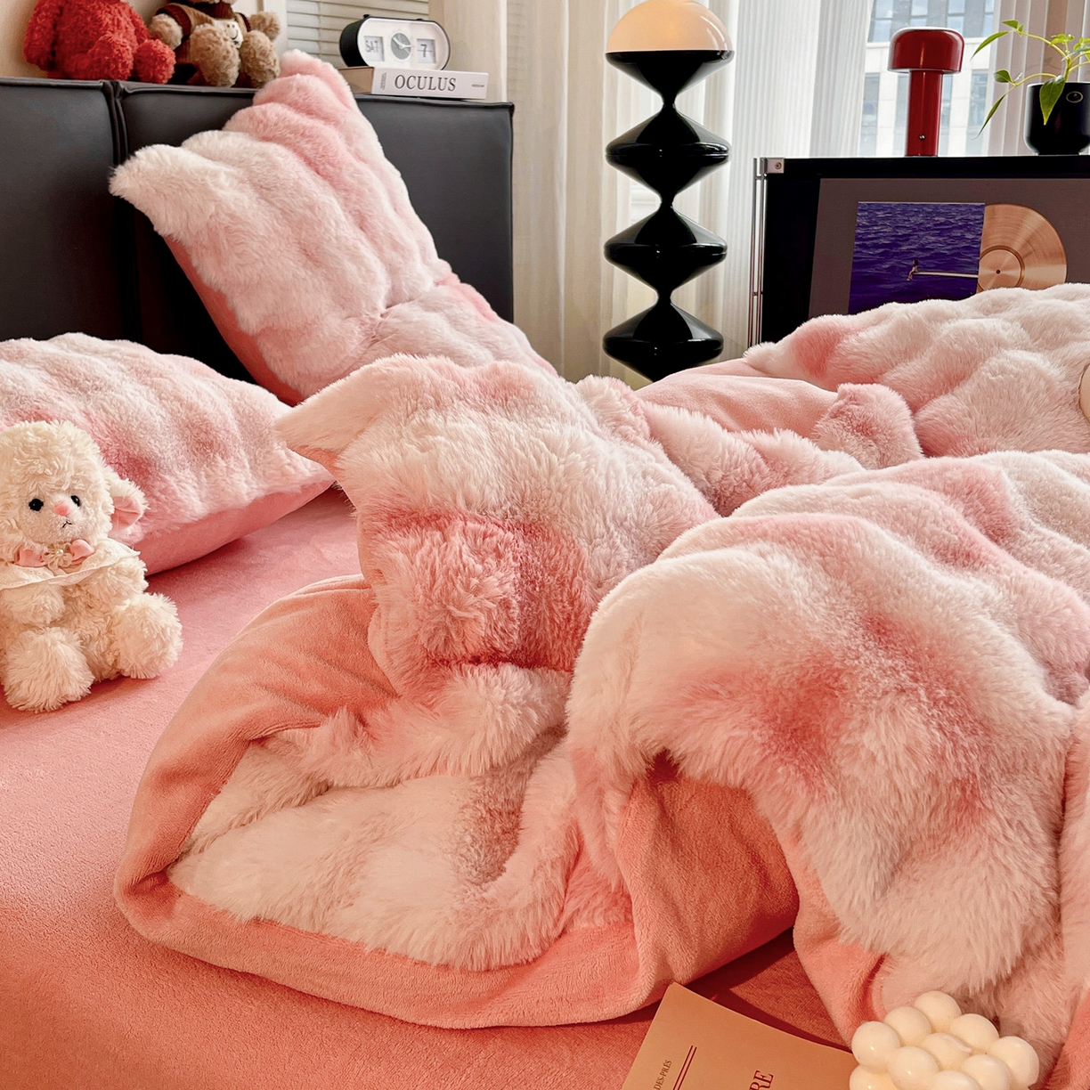 91家纺网 家纺一手货源 找家纺 （总）凯洛奇 2025新款兔毛绒四件套牛奶绒四件套大泡泡兔毛四件套