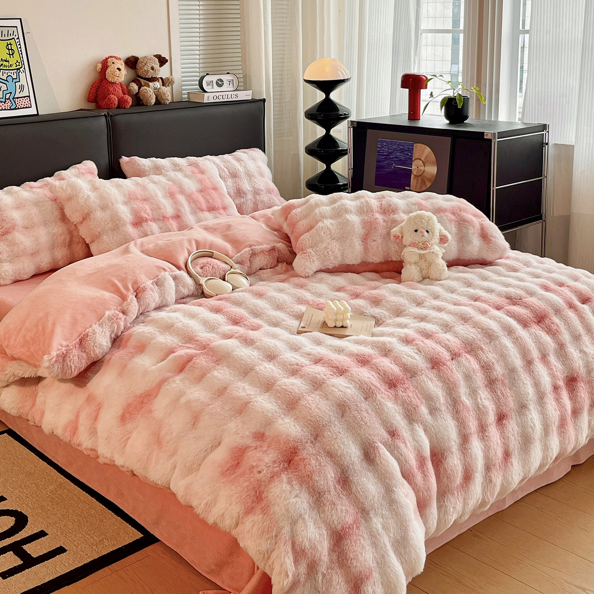 91家纺网 家纺一手货源 找家纺 （总）凯洛奇 2025新款兔毛绒四件套牛奶绒四件套大泡泡兔毛四件套