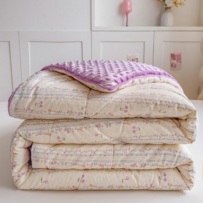 91家纺网 家纺一手货源 找家纺 青螺家纺 2025新款高密全棉嵌绳宝宝绒春秋豆豆被 支持定制花色和冬被 有量来门市优惠 花季时光