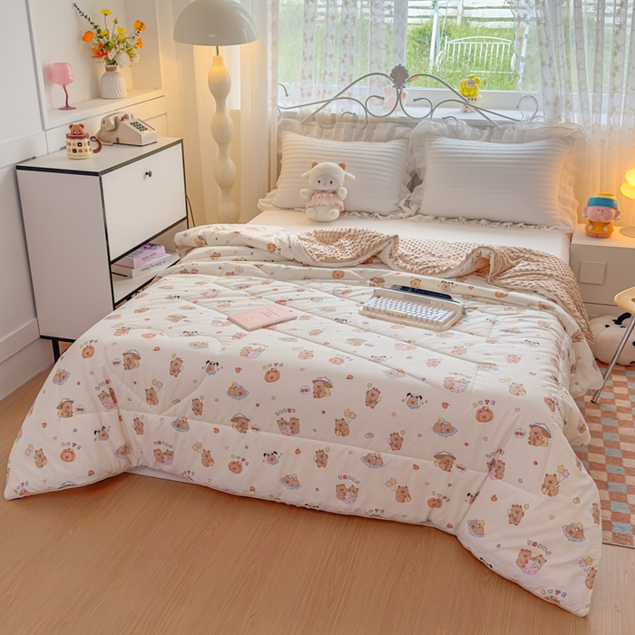 91家纺网 家纺一手货源 找家纺 青螺家纺 2025新款高密全棉嵌绳宝宝绒春秋豆豆被 支持定制花色和冬被 有量来门市优惠 卡皮熊猫