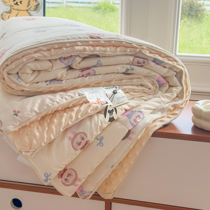 青螺家纺 2025新款高密全棉嵌绳宝宝绒春秋豆豆被 支持定制花色和冬被 有量来门市优惠 可爱布布 米