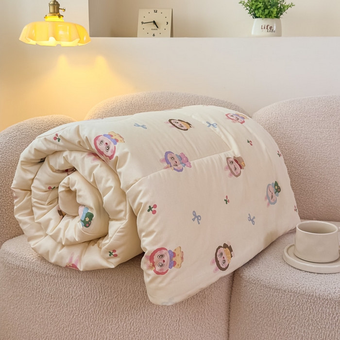 91家纺网 家纺一手货源 找家纺 青螺家纺 2025新款高密全棉嵌绳宝宝绒春秋豆豆被 支持定制花色和冬被 有量来门市优惠 可爱布布 米