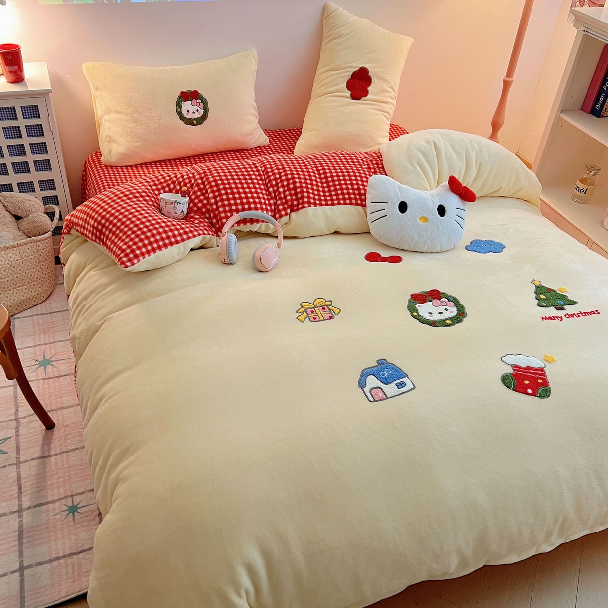 91家纺网 家纺一手货源 找家纺 （总）盼季家纺 2025新款卡通毛巾绣牛奶绒保暖四件套