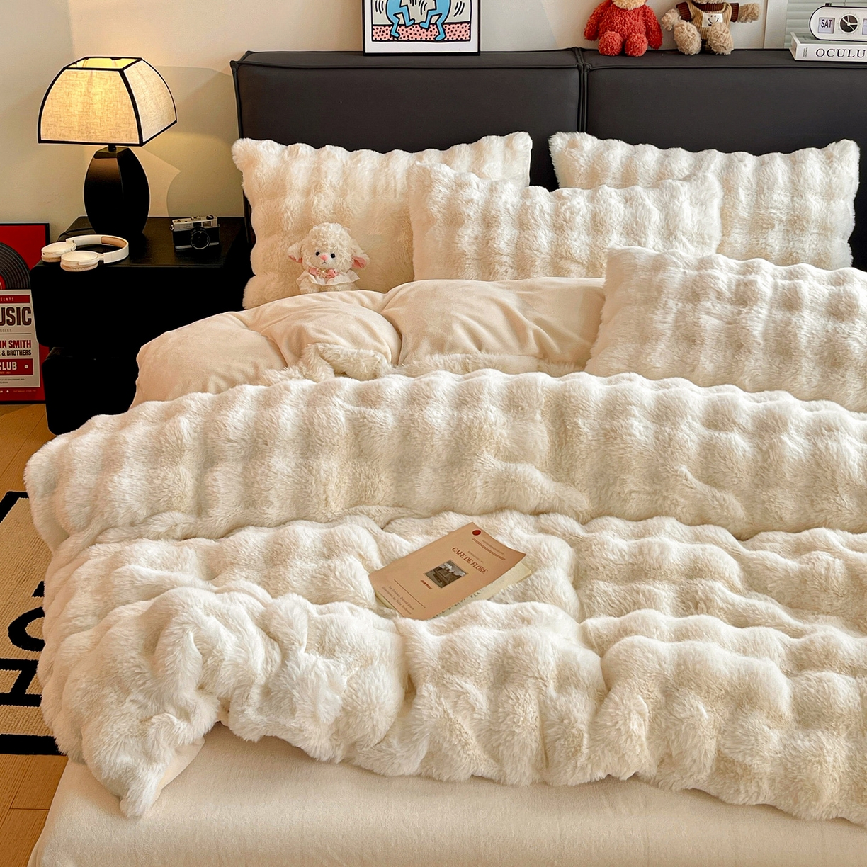 91家纺网 家纺一手货源 找家纺 （总）凯洛奇 2025新款兔毛绒四件套牛奶绒四件套大泡泡兔毛四件套