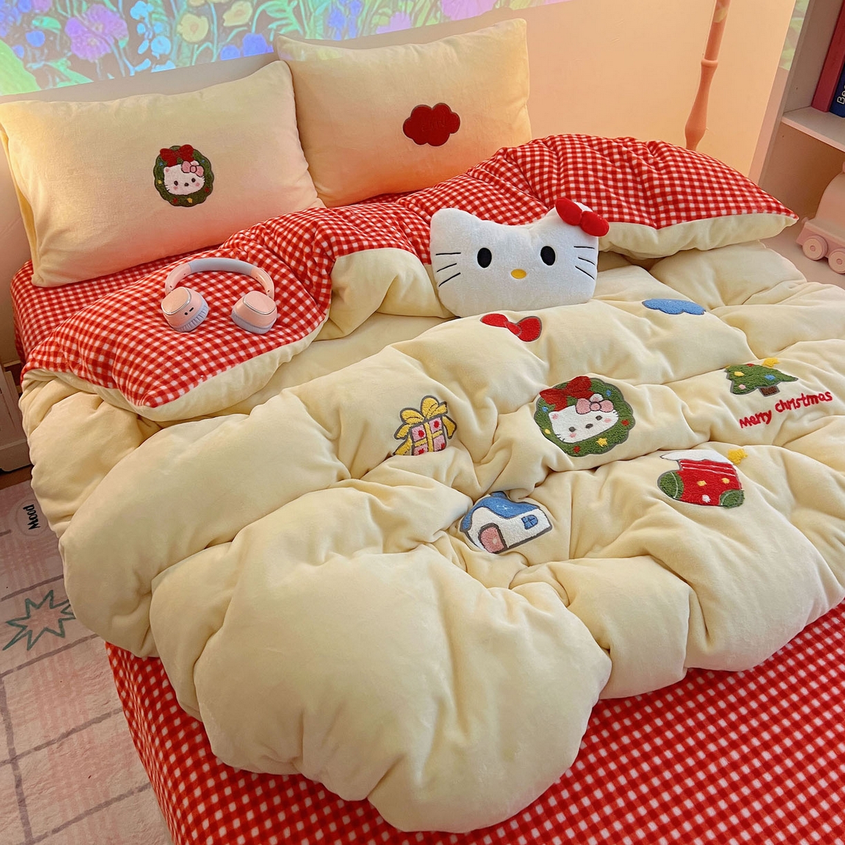 91家纺网 家纺一手货源 找家纺 （总）盼季家纺 2025新款卡通毛巾绣牛奶绒保暖四件套