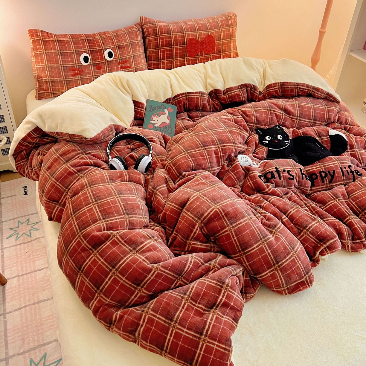 91家纺网 家纺一手货源 找家纺 （总）盼季家纺 2025新款卡通毛巾绣牛奶绒保暖四件套