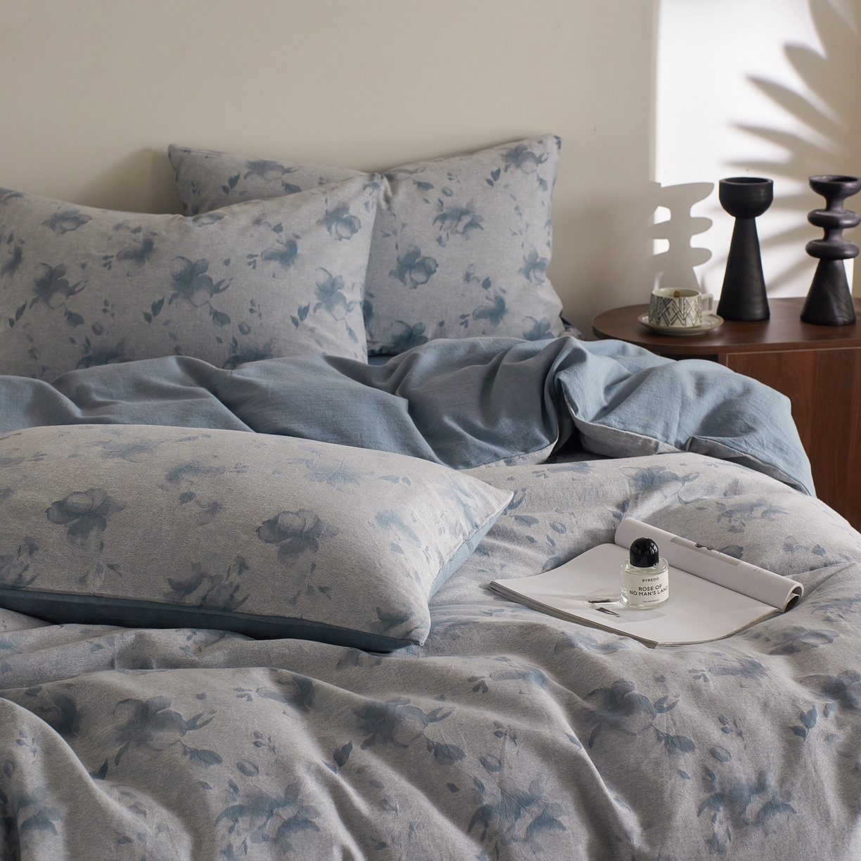 91家纺网 家纺一手货源 找家纺 XIWEN-希文家纺 2025新款秋冬60支全棉水洗色织大提花四件套 曼陀罗-蓝