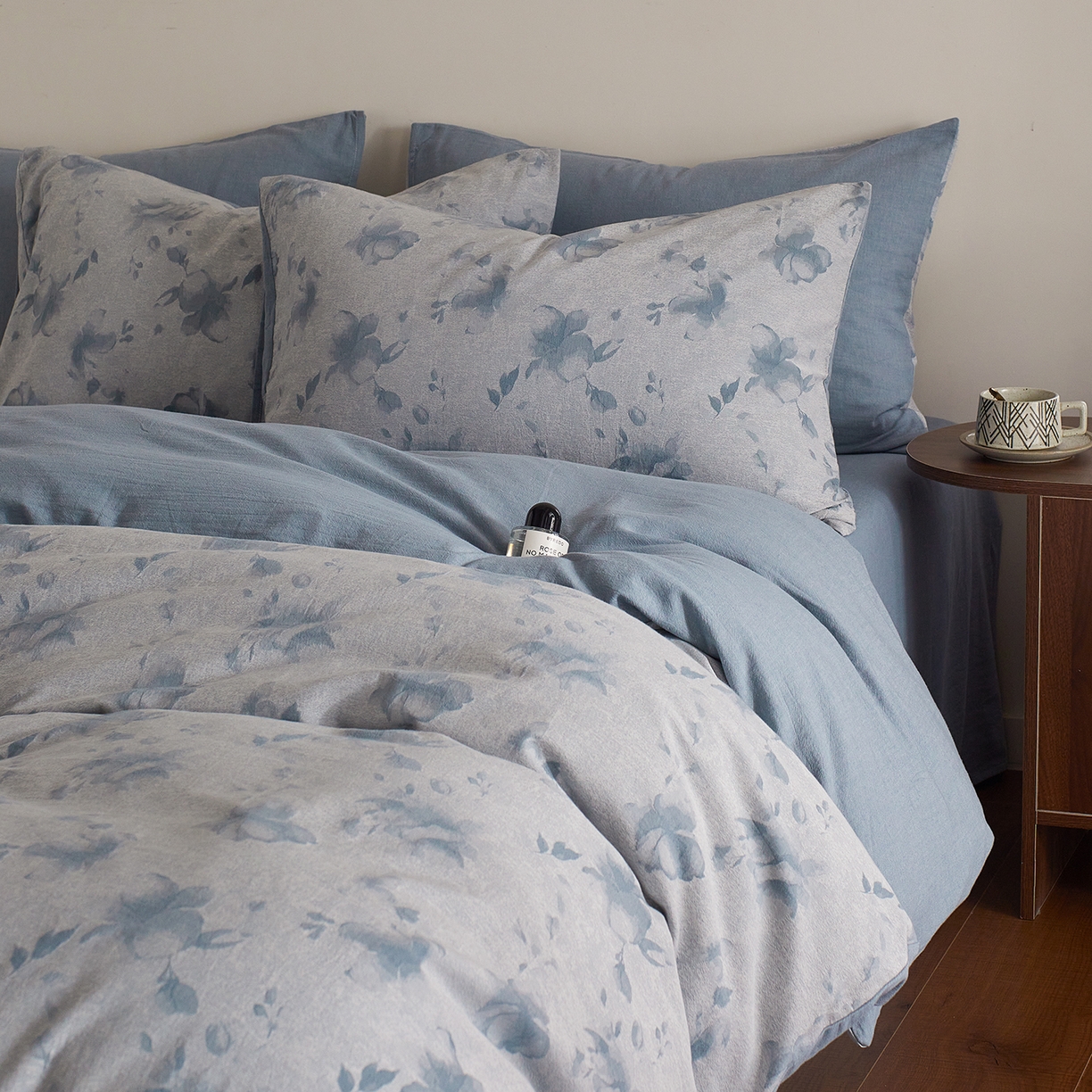 91家纺网 家纺一手货源 找家纺 XIWEN-希文家纺 2025新款秋冬60支全棉水洗色织大提花四件套 曼陀罗-蓝