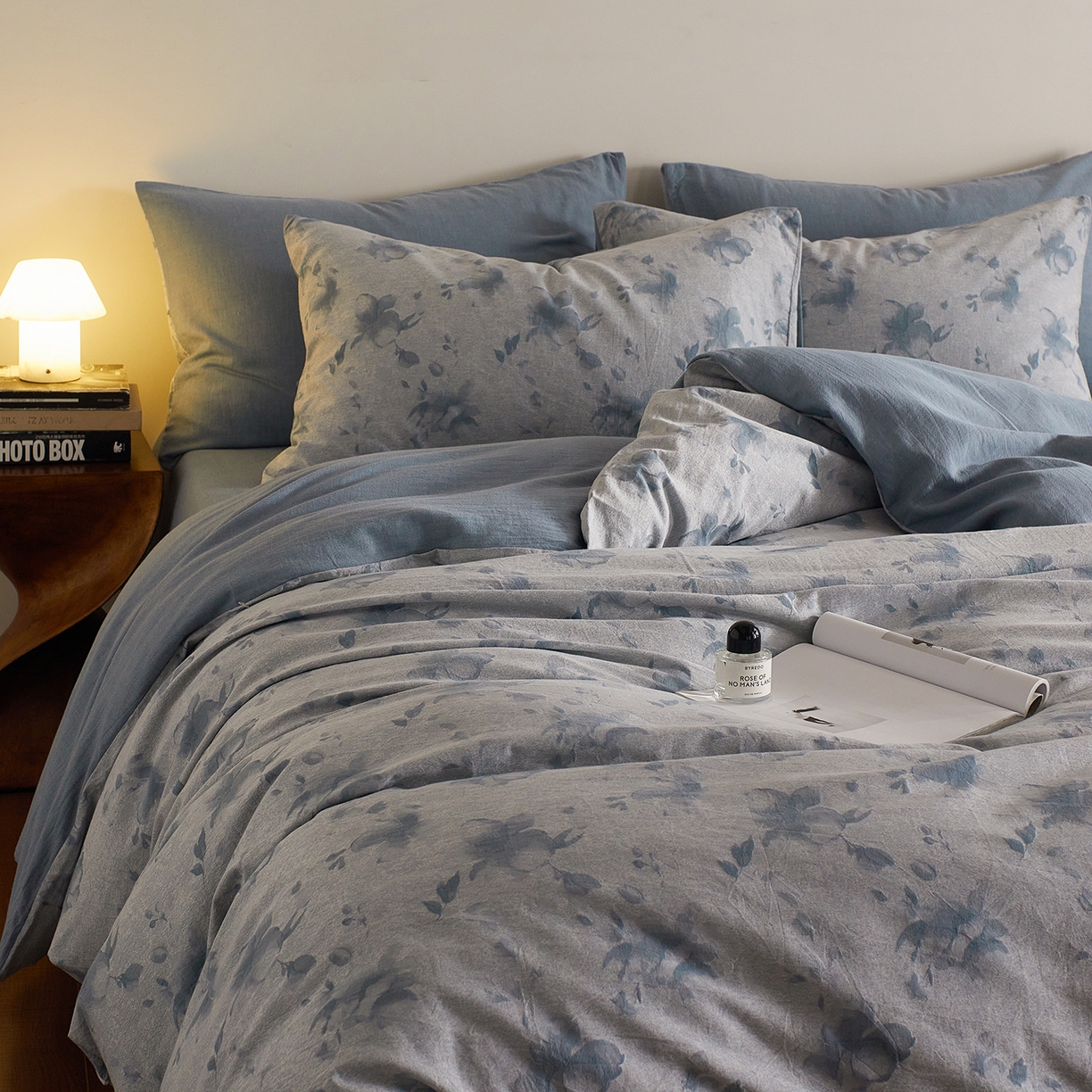 91家纺网 家纺一手货源 找家纺 XIWEN-希文家纺 2025新款秋冬60支全棉水洗色织大提花四件套 曼陀罗-蓝