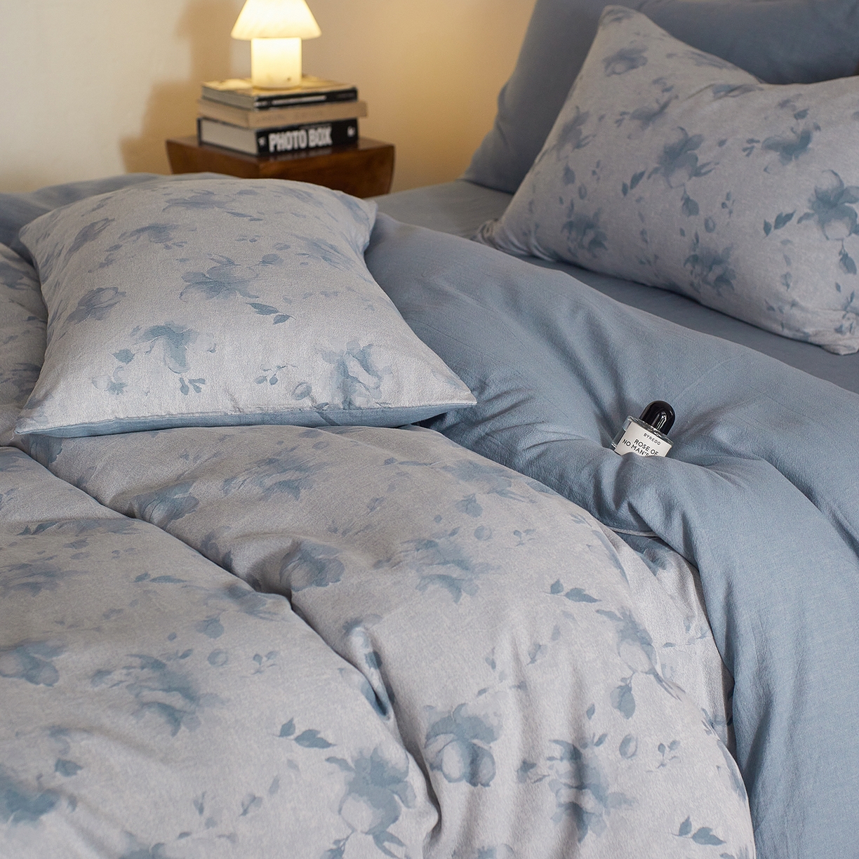 91家纺网 家纺一手货源 找家纺 XIWEN-希文家纺 2025新款秋冬60支全棉水洗色织大提花四件套 曼陀罗-蓝