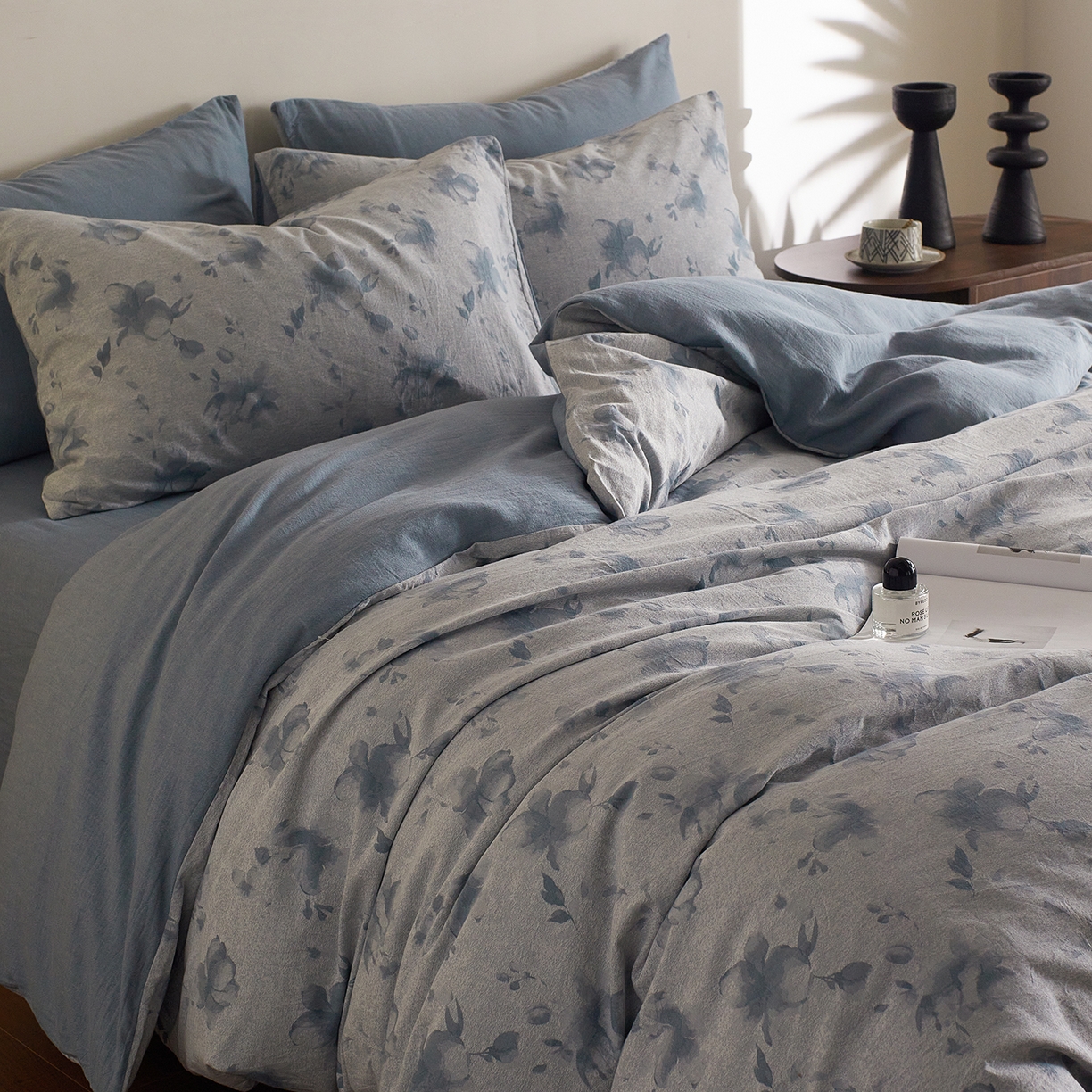 91家纺网 家纺一手货源 找家纺 XIWEN-希文家纺 2025新款秋冬60支全棉水洗色织大提花四件套 曼陀罗-蓝