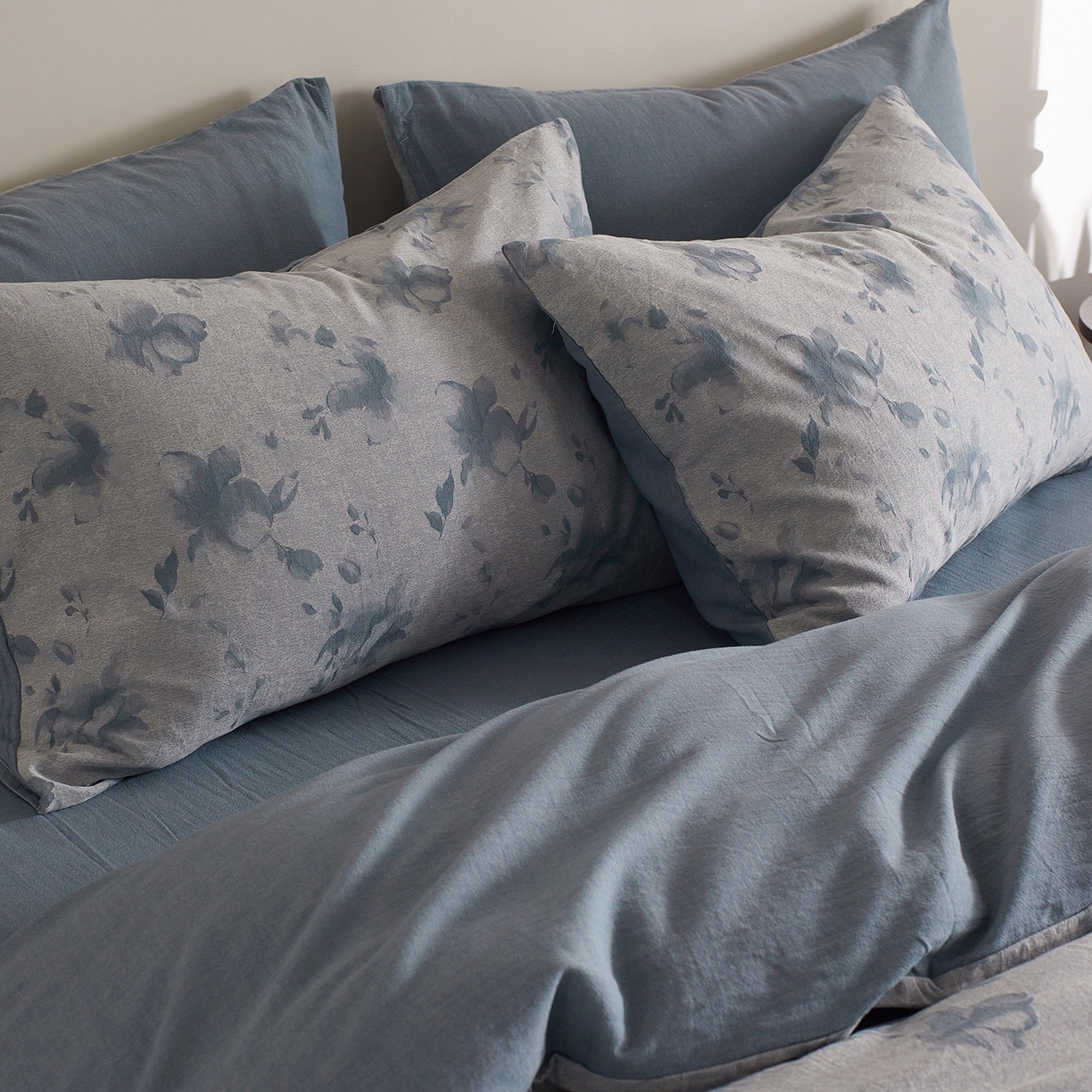 91家纺网 家纺一手货源 找家纺 XIWEN-希文家纺 2025新款秋冬60支全棉水洗色织大提花四件套 曼陀罗-蓝