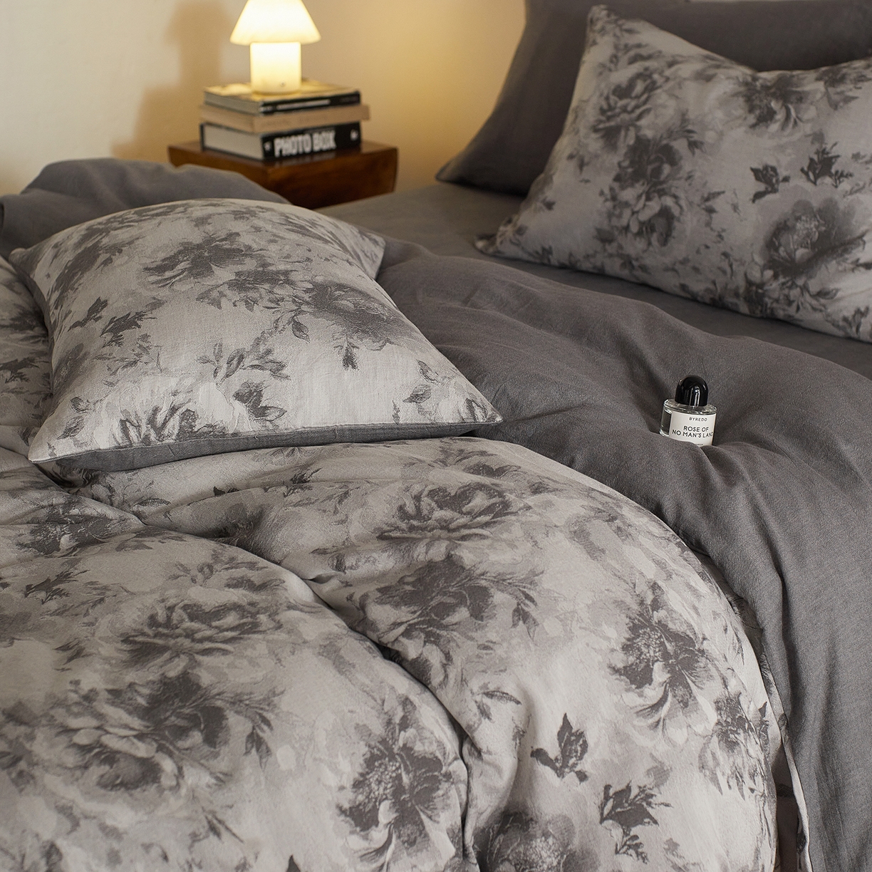 91家纺网 家纺一手货源 找家纺 XIWEN-希文家纺 2025新款秋冬60支全棉水洗色织大提花四件套 曼陀罗-灰