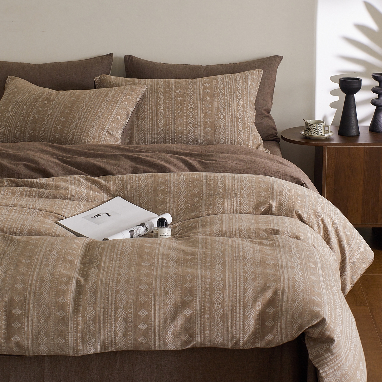 91家纺网 家纺一手货源 找家纺 XIWEN-希文家纺 2025新款秋冬60支全棉水洗色织大提花四件套 波西