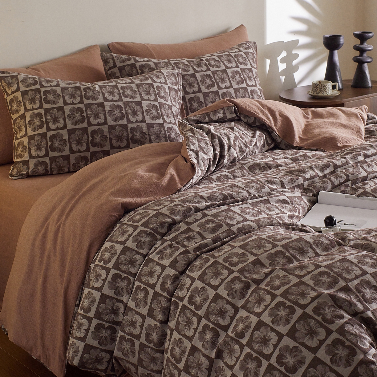 91家纺网 家纺一手货源 找家纺 XIWEN-希文家纺 2025新款秋冬60支全棉水洗色织大提花四件套 欢乐颂