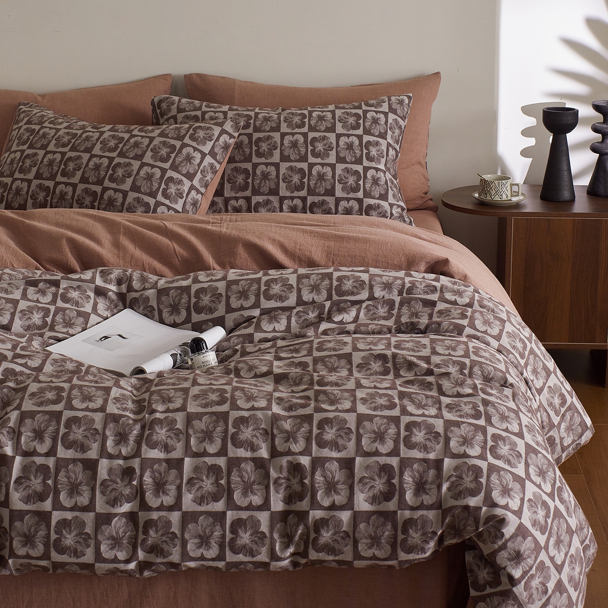 91家纺网 家纺一手货源 找家纺 XIWEN-希文家纺 2025新款秋冬60支全棉水洗色织大提花四件套 欢乐颂