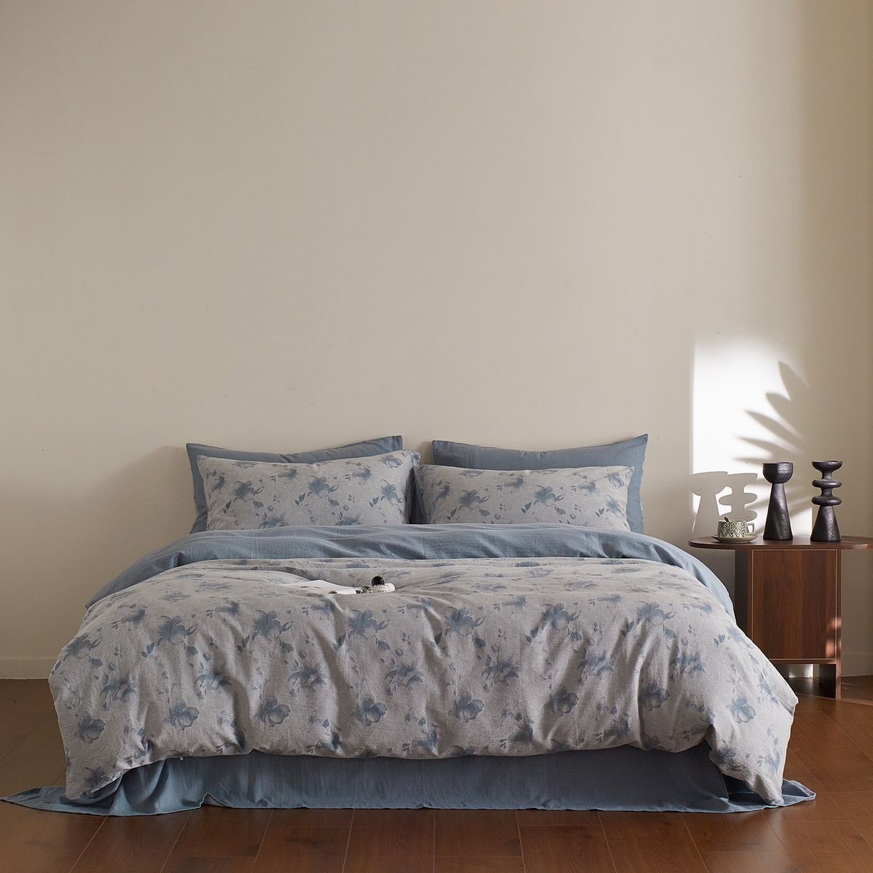 91家纺网 家纺一手货源 找家纺 XIWEN-希文家纺 2025新款秋冬60支全棉水洗色织大提花四件套 曼陀罗-蓝