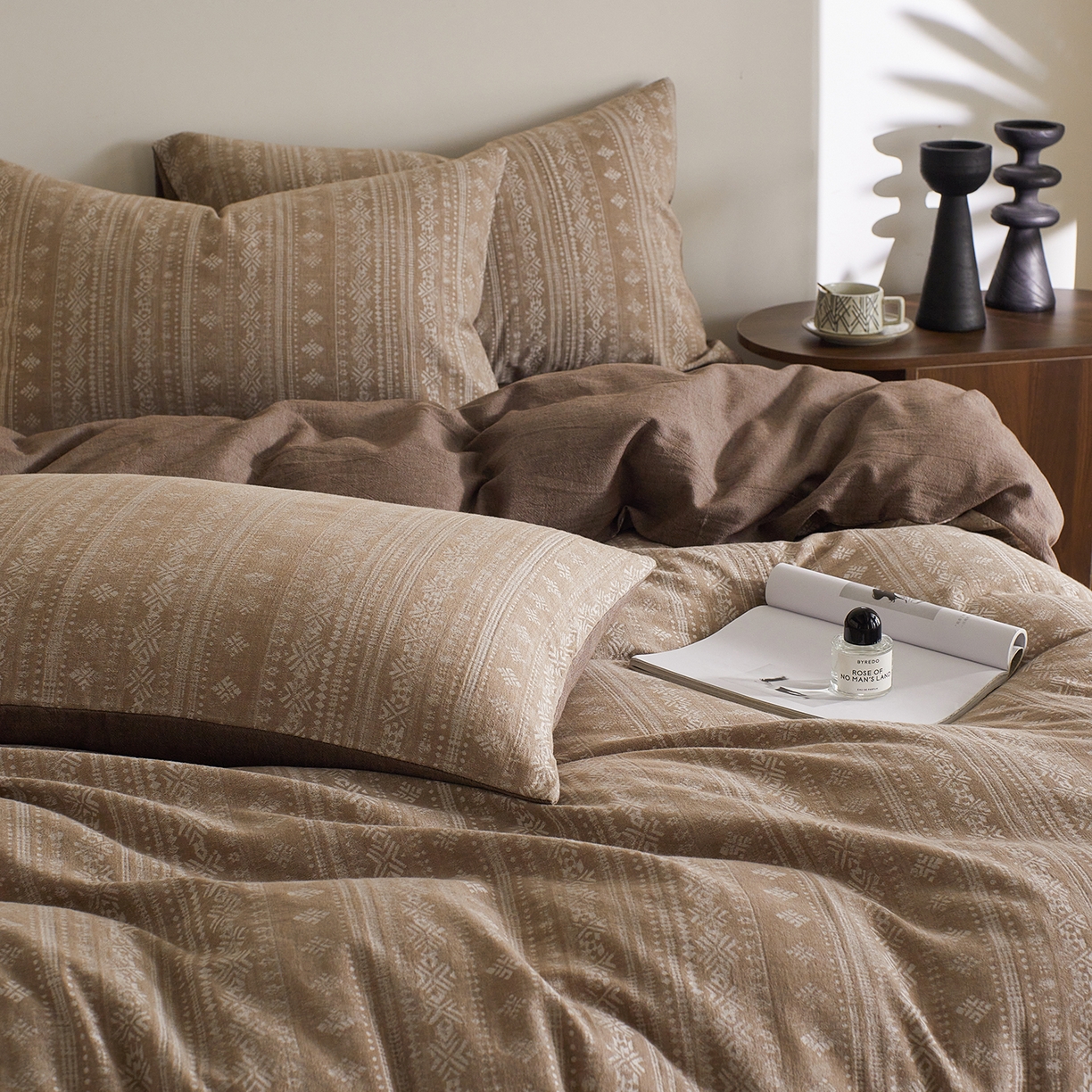 91家纺网 家纺一手货源 找家纺 XIWEN-希文家纺 2025新款秋冬60支全棉水洗色织大提花四件套 波西