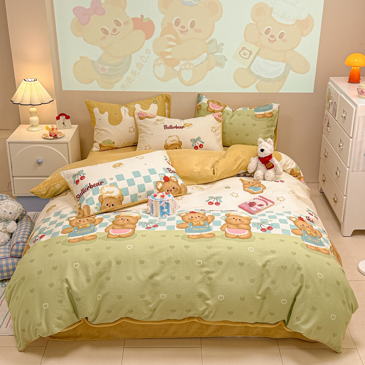 91家纺网 家纺一手货源 找家纺 （总）呗旺鹿 2025新款卡通棉+牛奶绒四件套系列