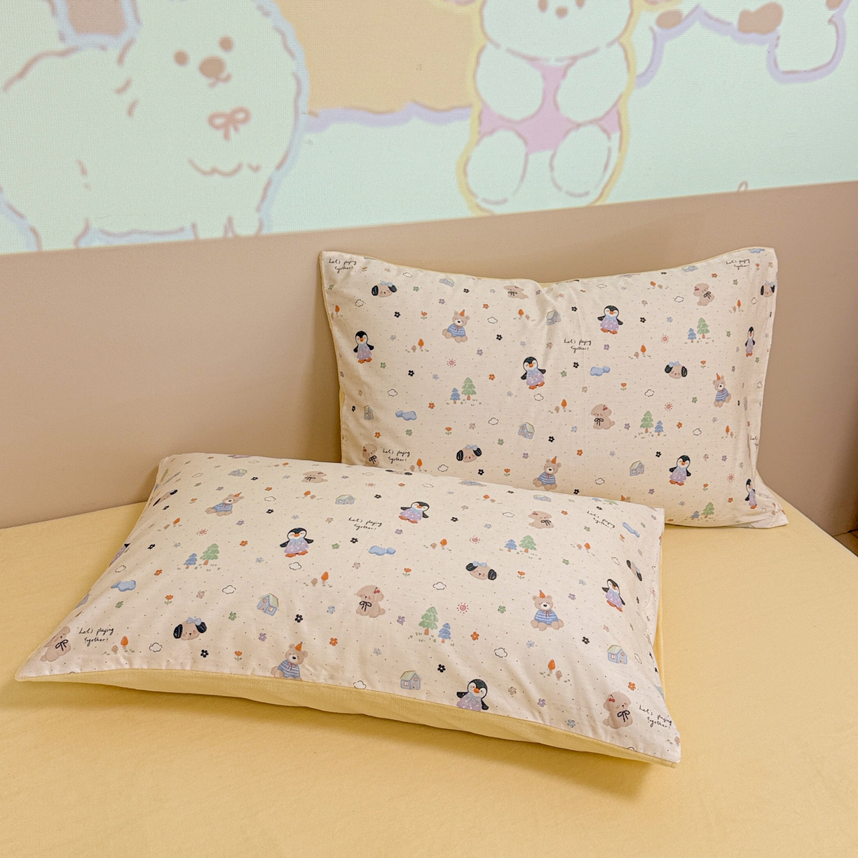 91家纺网 家纺一手货源 找家纺 呗旺鹿 2025新款卡通棉+牛奶绒四件套系列 QQ乐园