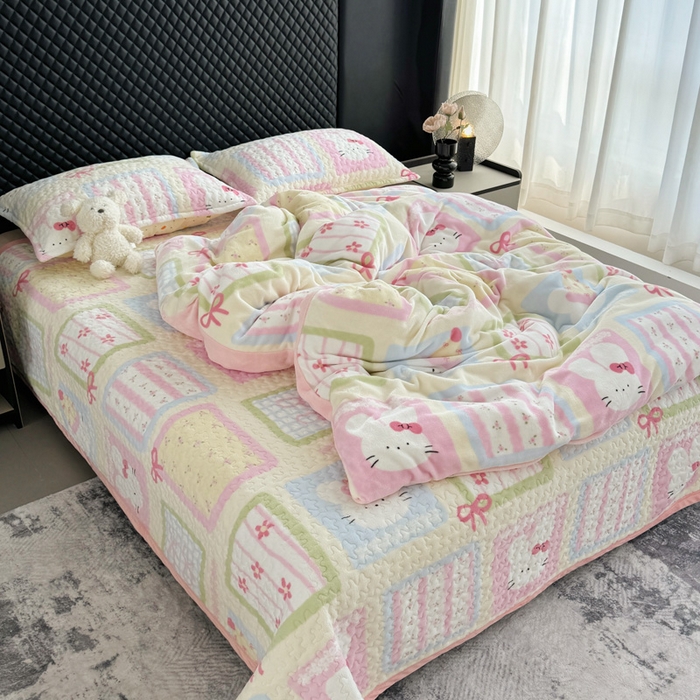 91家纺网 家纺一手货源 找家纺 （总）添越家纺 2025新款简约款牛奶绒床盖四件套