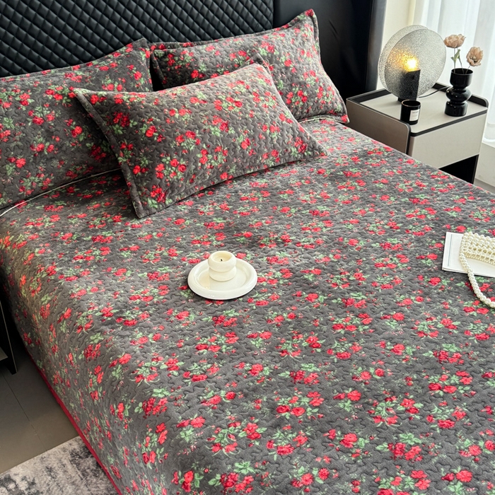 91家纺网 家纺一手货源 找家纺 添越家纺 2025新款简约款牛奶绒床盖四件套 花妖