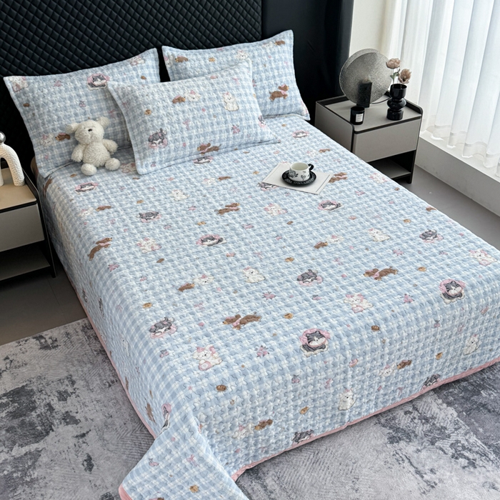 91家纺网 家纺一手货源 找家纺 添越家纺 2025新款简约款牛奶绒床盖四件套 萌趣乐园