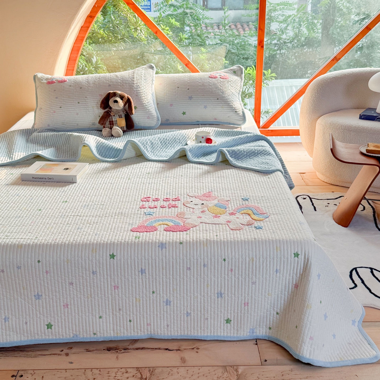 91家纺网 家纺一手货源 找家纺 （总）鑫喜莱家纺 2025新款A版纯棉B版牛奶绒床盖毛巾绣系列单件床褥垫软床垫床盖