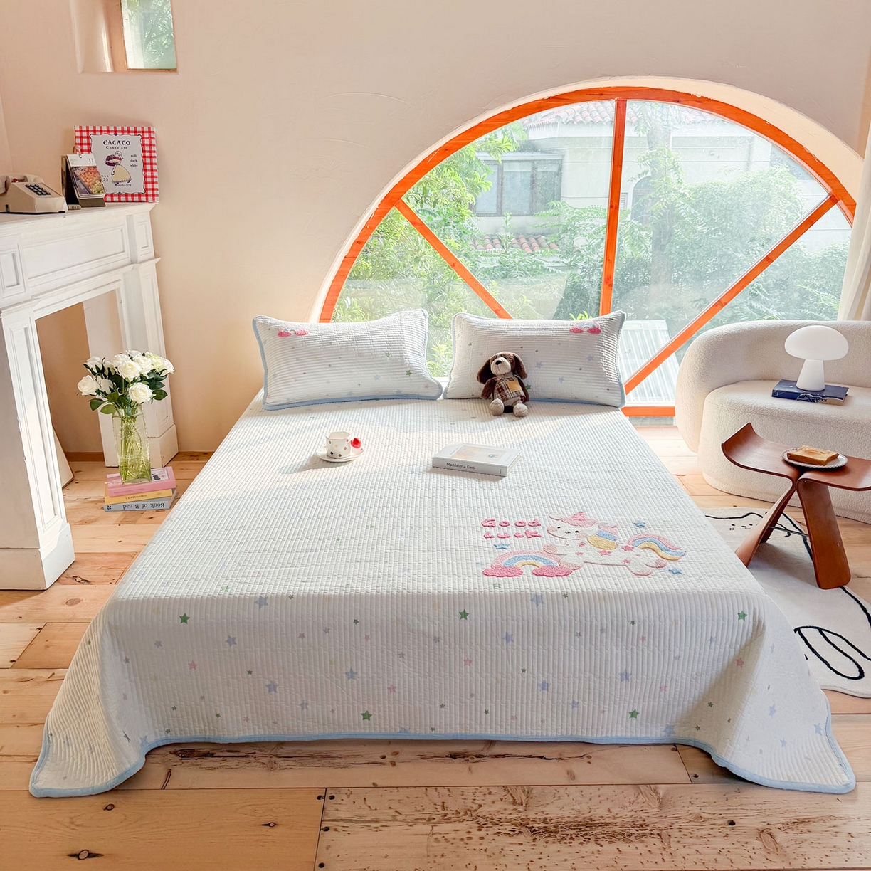 91家纺网 家纺一手货源 找家纺 鑫喜莱家纺 2025新款A版纯棉B版牛奶绒床盖毛巾绣系列单件床褥垫软床垫床盖 梦幻小马