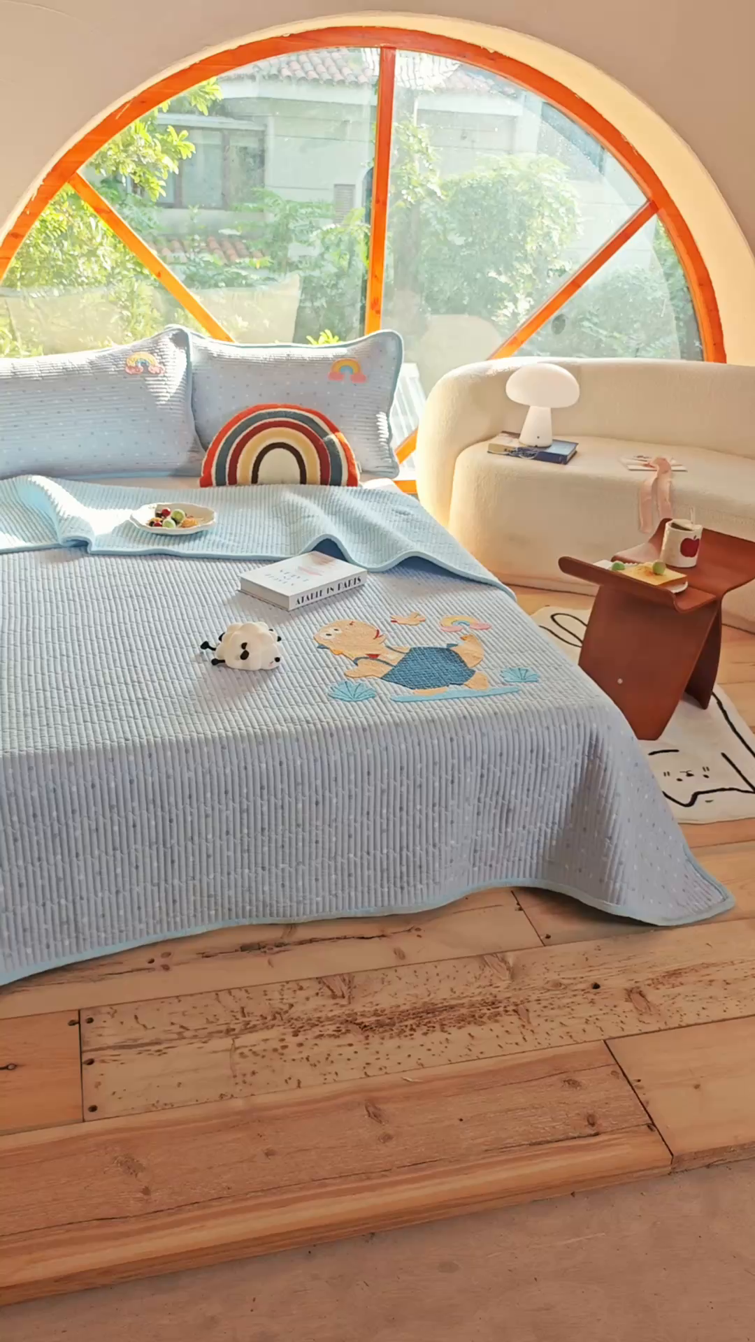 91家纺网 家纺一手货源 找家纺 鑫喜莱家纺 2025新款A版纯棉B版牛奶绒床盖毛巾绣系列单件床褥垫软床垫床盖 恐龙呆呆