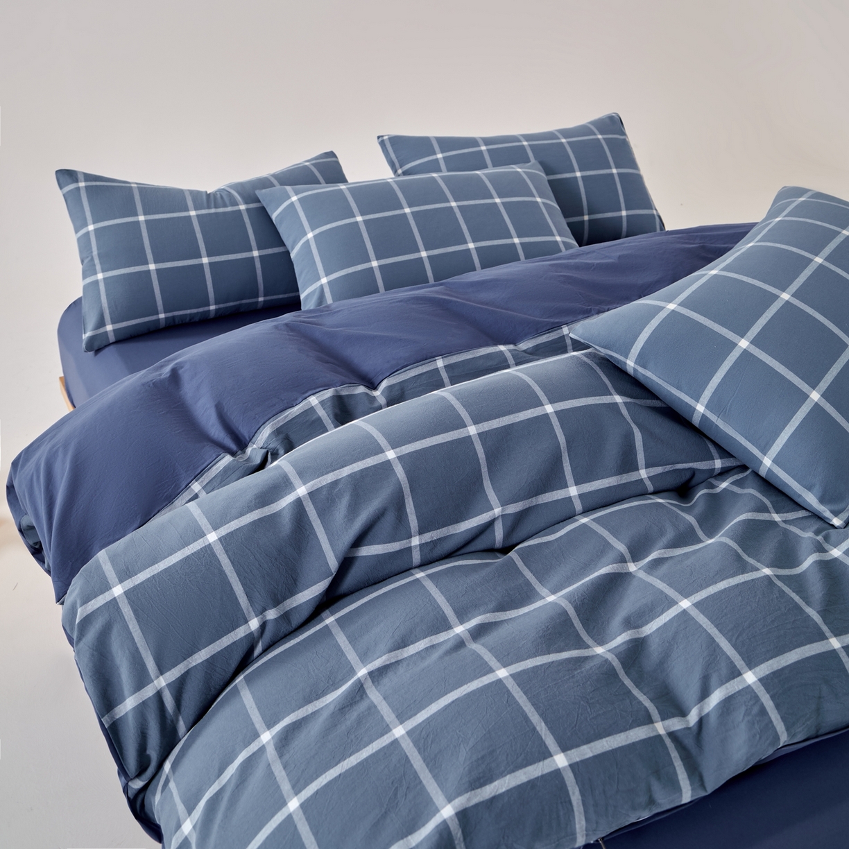 91家纺网 家纺一手货源 找家纺 （总）九沐良品 2025新款全棉色织水洗棉无印风四件套