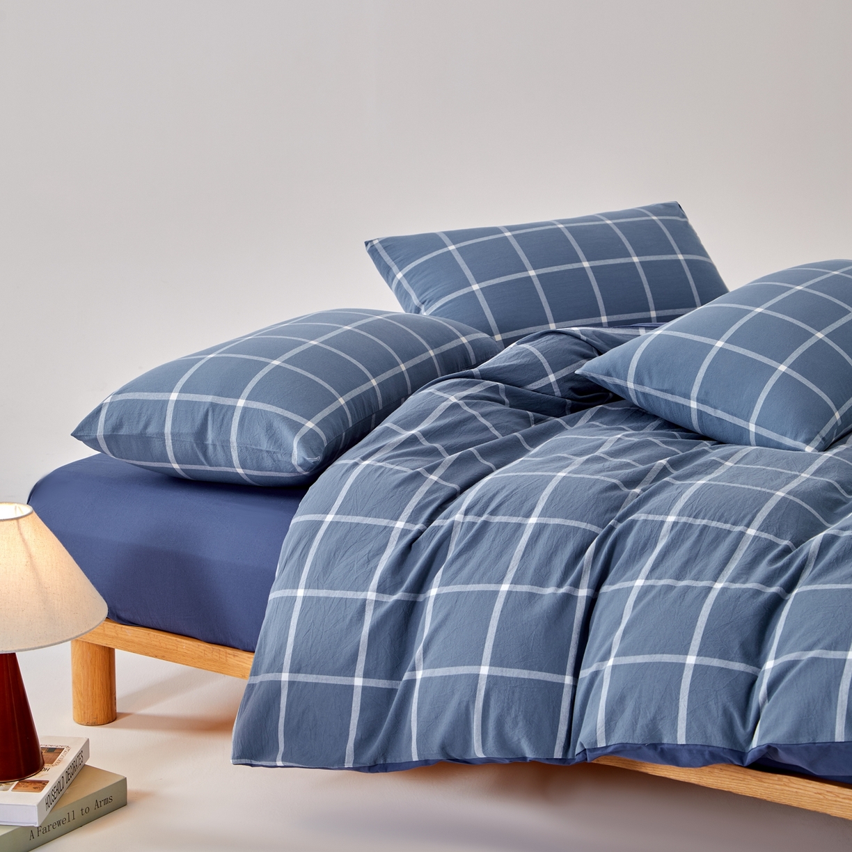 91家纺网 家纺一手货源 找家纺 （总）九沐良品 2025新款全棉色织水洗棉无印风四件套