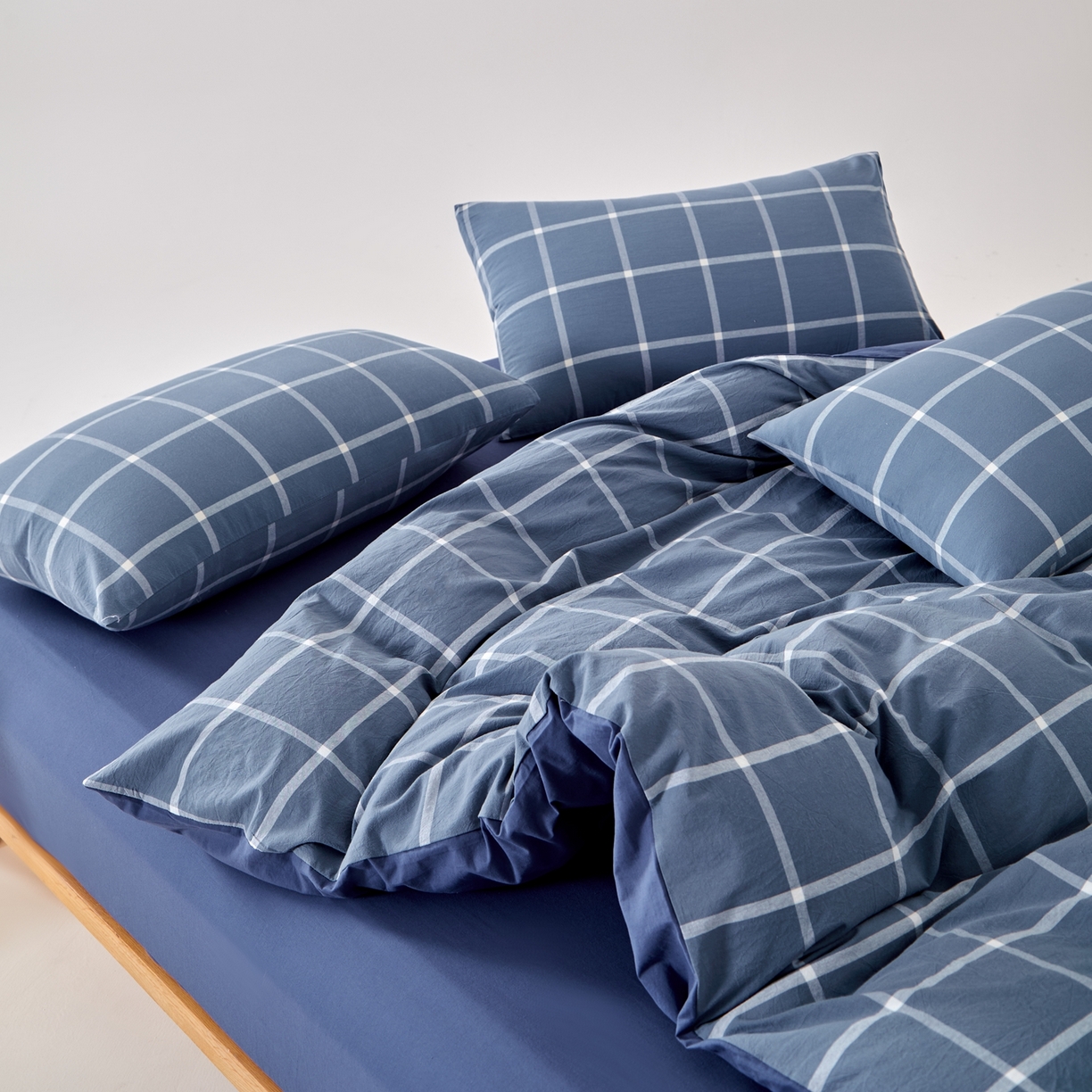 91家纺网 家纺一手货源 找家纺 （总）九沐良品 2025新款全棉色织水洗棉无印风四件套