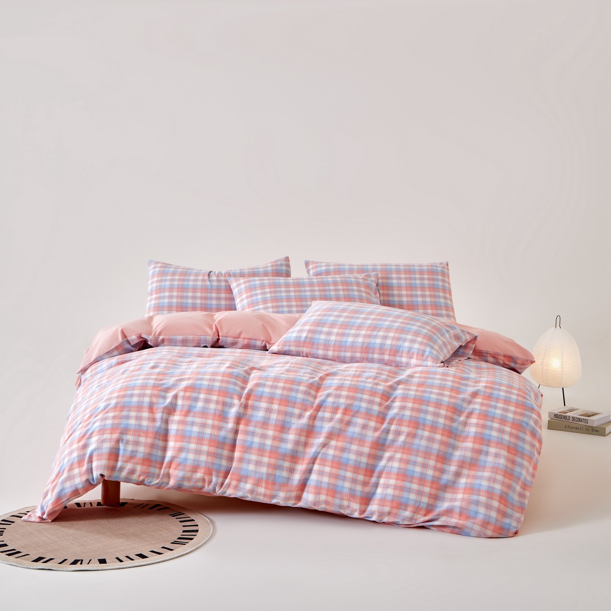 91家纺网 家纺一手货源 找家纺 （总）九沐良品 2025新款全棉色织水洗棉无印风四件套