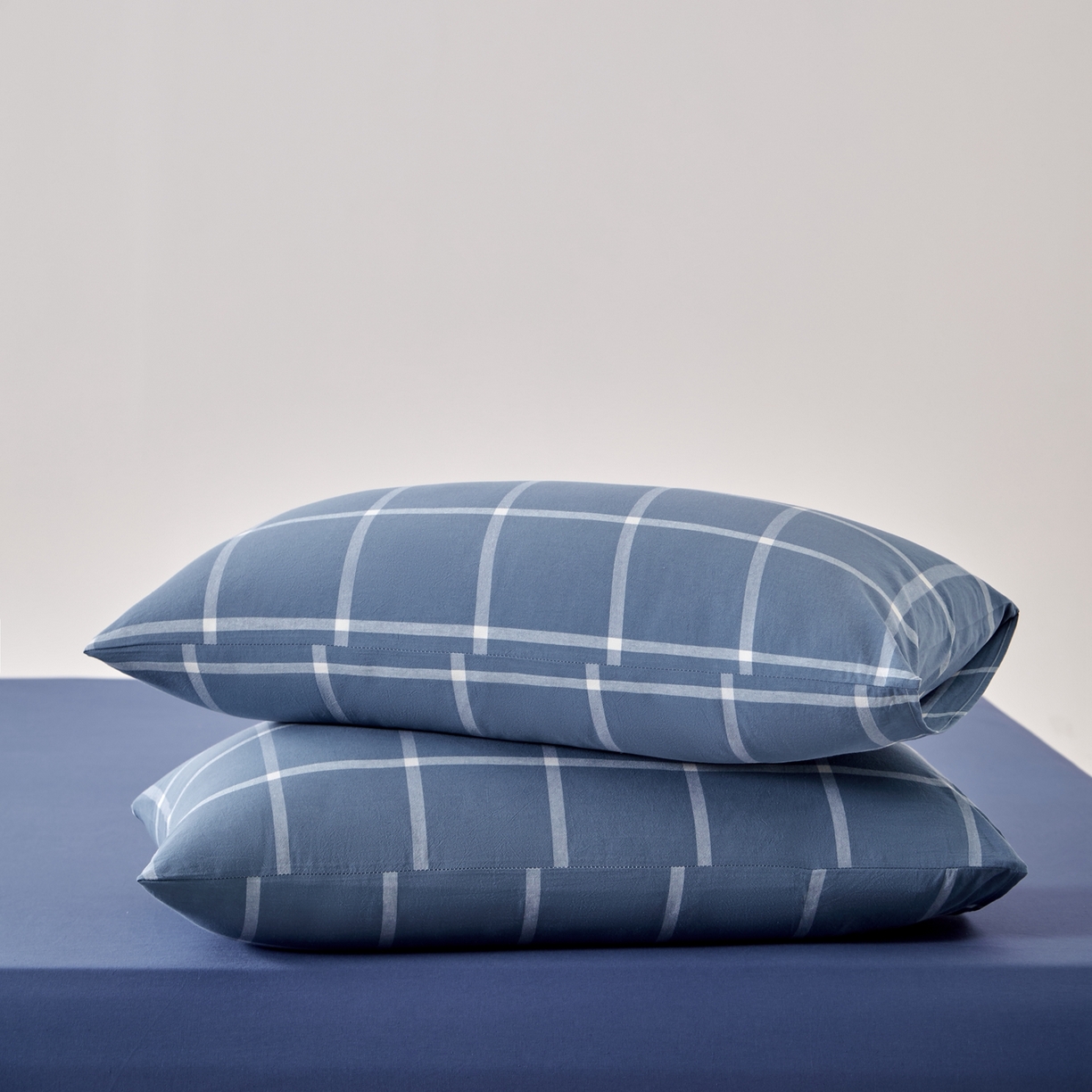 91家纺网 家纺一手货源 找家纺 九沐良品 2025新款全棉色织水洗棉无印风四件套 柏拉图-兰