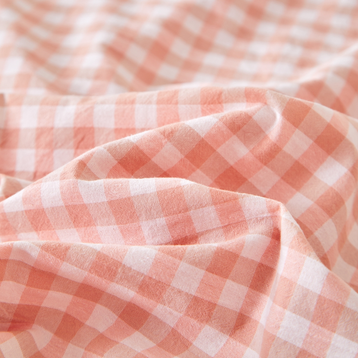 91家纺网 家纺一手货源 找家纺 九沐良品 2025新款全棉色织水洗棉无印风四件套 粉小格