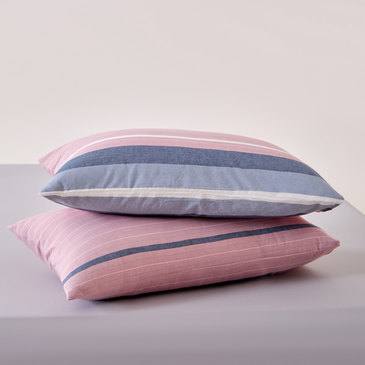 91家纺网 家纺一手货源 找家纺 九沐良品 2025新款全棉色织水洗棉无印风四件套 格林粉