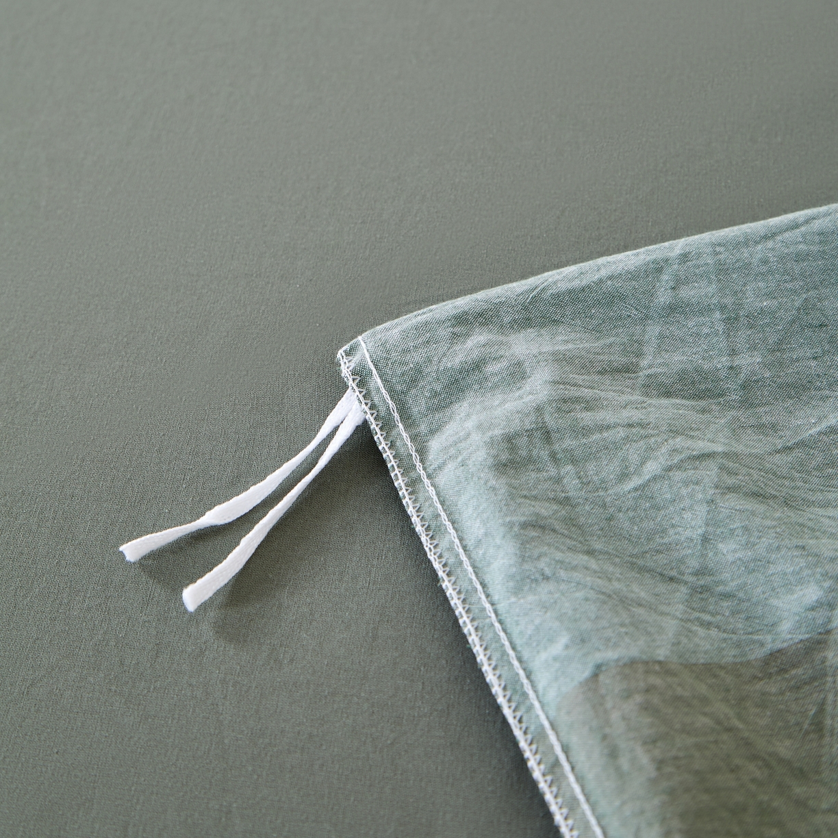 91家纺网 家纺一手货源 找家纺 九沐良品 2025新款全棉色织水洗棉无印风四件套 绿大格