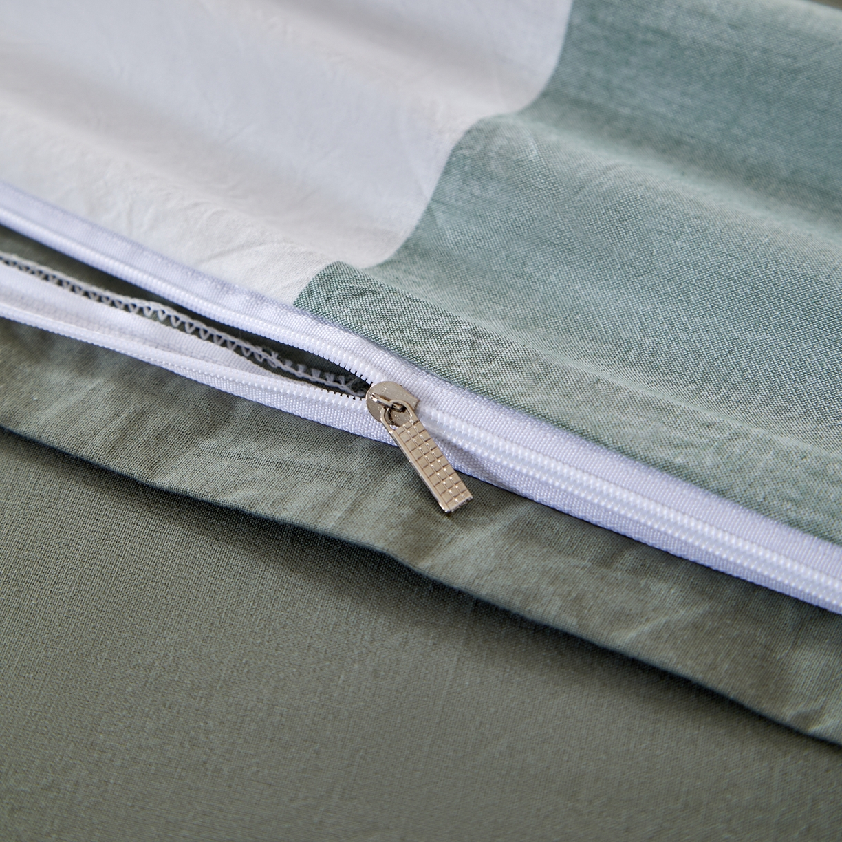 91家纺网 家纺一手货源 找家纺 九沐良品 2025新款全棉色织水洗棉无印风四件套 绿大格