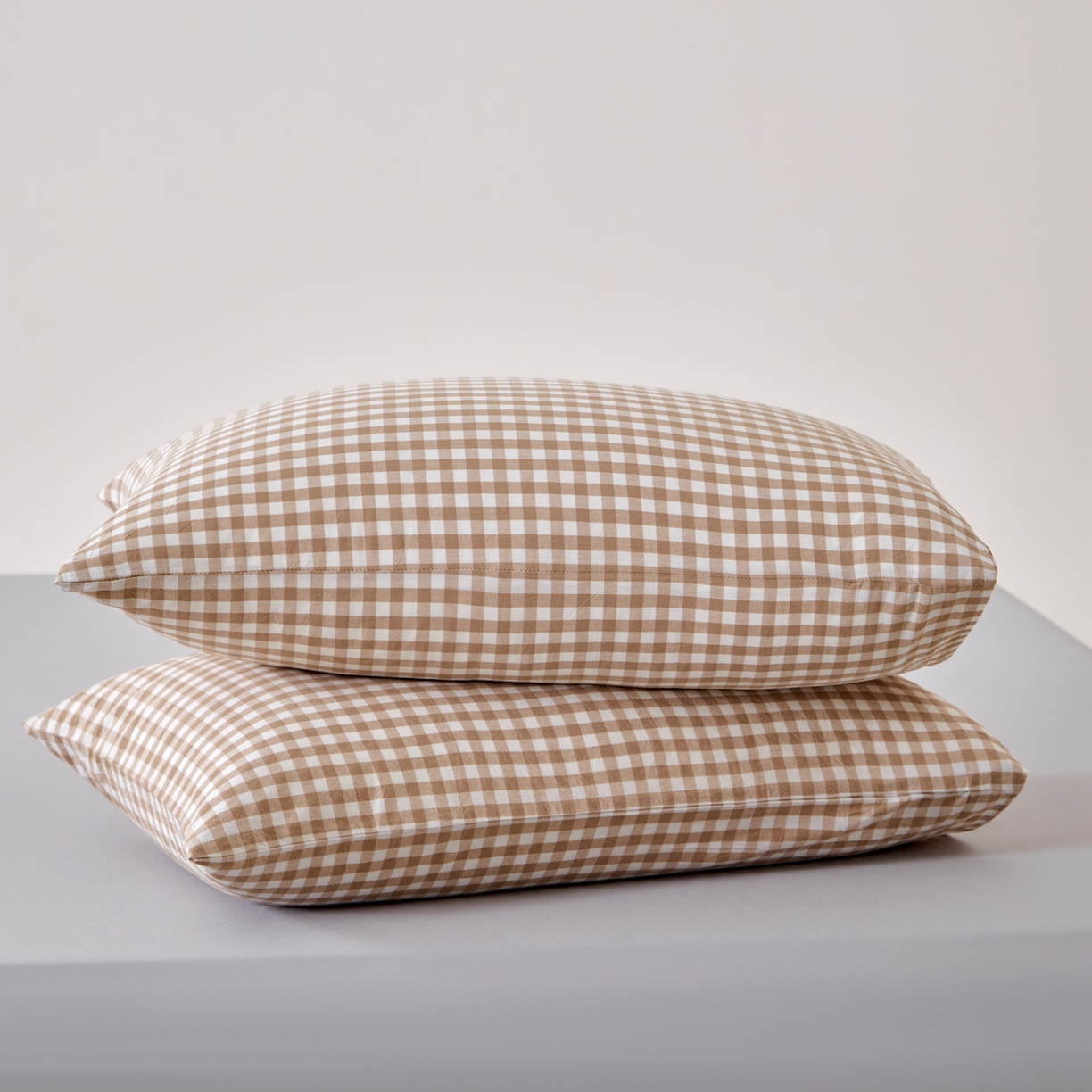 91家纺网 家纺一手货源 找家纺 九沐良品 2025新款全棉色织水洗棉无印风四件套 米小格