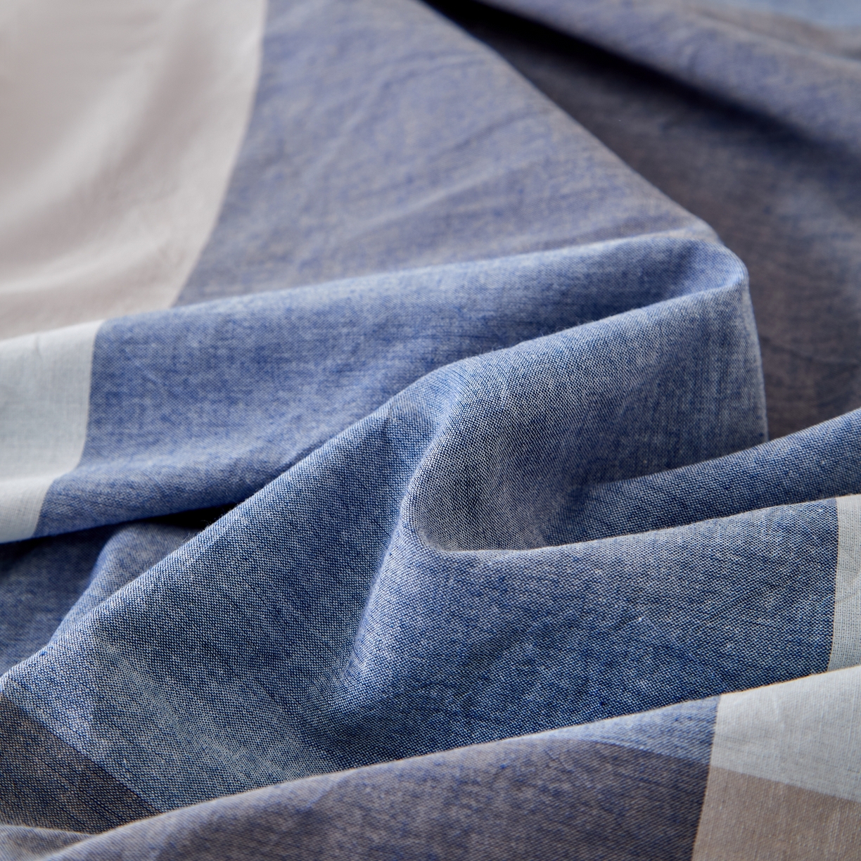 91家纺网 家纺一手货源 找家纺 九沐良品 2025新款全棉色织水洗棉无印风四件套 米粽艾青格