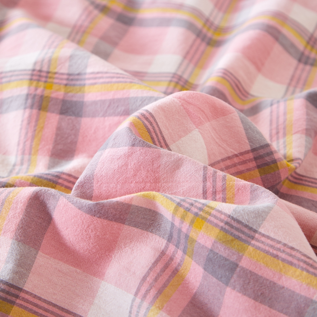 91家纺网 家纺一手货源 找家纺 九沐良品 2025新款全棉色织水洗棉无印风四件套 莫妮卡粉